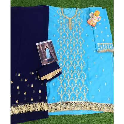 SHAFNUFAB Women's Georgette Ethnic Wear for WomenSemi StitchedSalwarSuit   SF20149  Diwali Outfit Bridal Light Blue1  Colour Indian CasualWearSalwarSuit IN Eid
