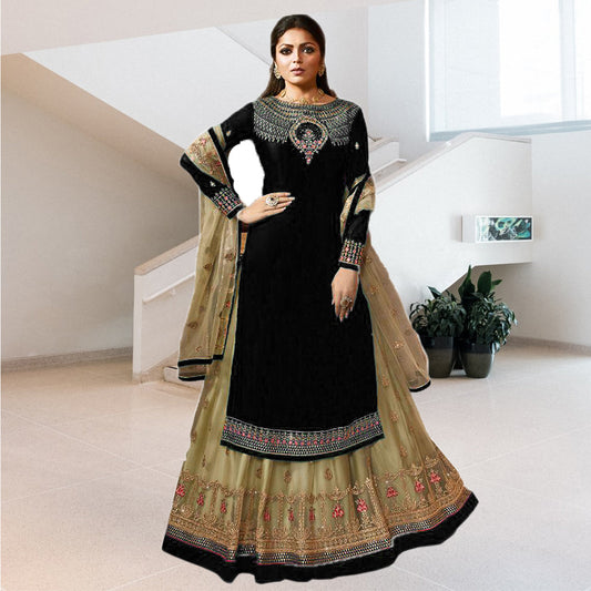 Shafnufab Black Latest Quality Original Pakistani Lehenga  Suits  Designer Party Wear