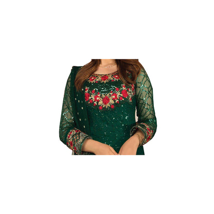 SHAFNUFAB Women's Georgette Ethnic Wear for WomenSemi StitchedSalwarSuit   SF20189  Diwali Outfit Bridal Green  Colour Indian CasualWearSalwarSuit IN Eid