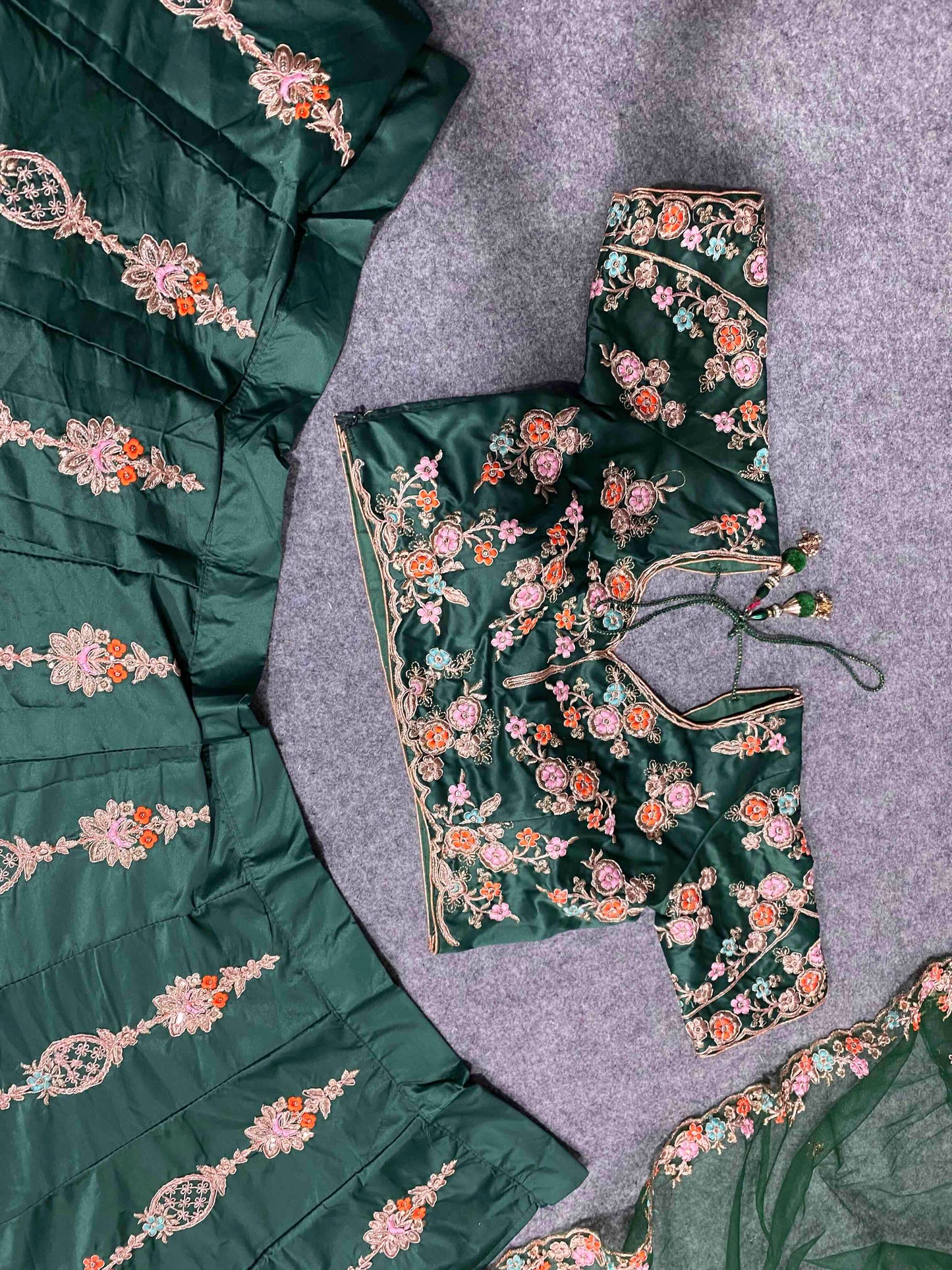Shafnufab Women's  Malay Satin Silk  Semi Stitched Lehenga Choli  In  Green  Colour SF218173
