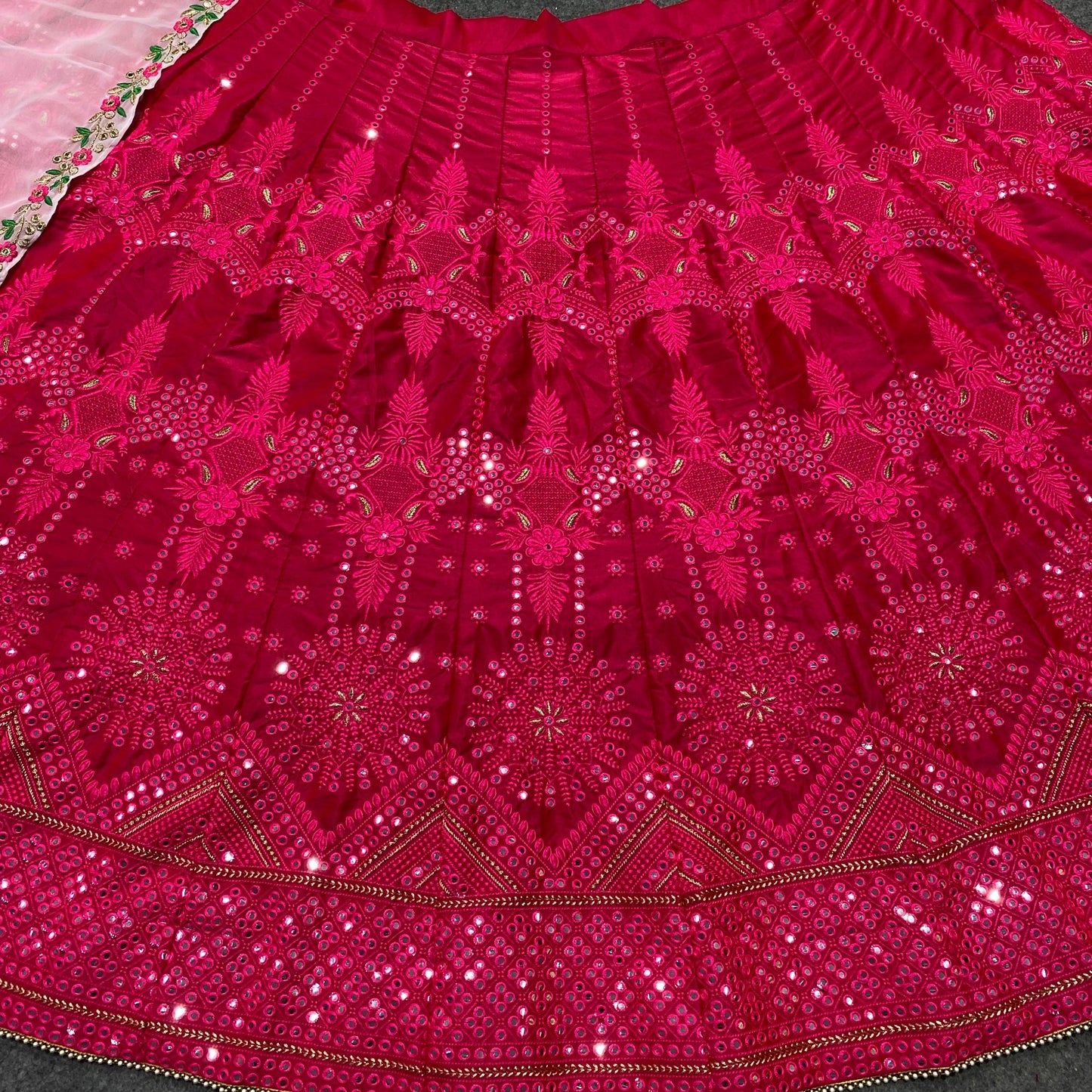 Shafnufab Women's Malay Satin Silk Semi Stitched Lehenga Choli  In  Pink  Colour SF218178