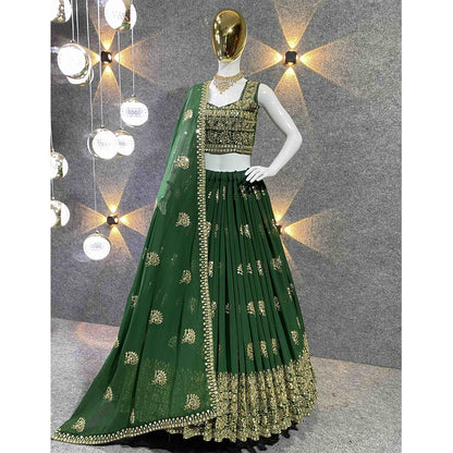 Shafnufab Women's Georgette Semi Stitched Lehenga Choli  In  green  Colour SF21879