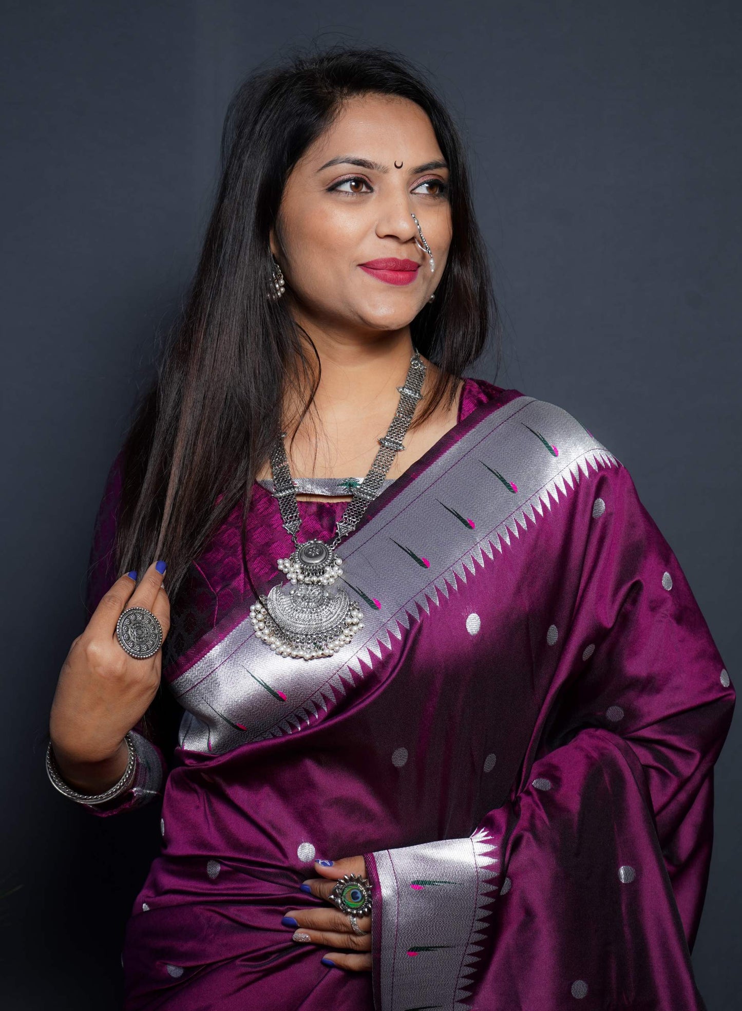 Shafnufab Women's Paithani Silk Saree With Blouse  In  Magenta